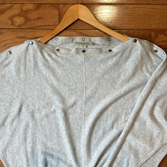 AllSaints Elle Snap-Detail Grey Marl Batwing Sweater - Picture 9 of 12